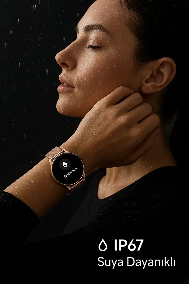 Huawei Mate 70 Uyumlu Şık Kadın Akıllı Saat – Su Geçirmez, Yuvarlak Çelik Kasa, Metal Kordon